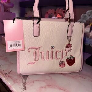 Juicy Couture Berry Sweet Mini Bag Cream & Pink Strawberry Charm Satchel